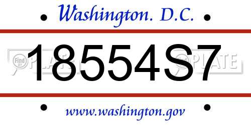 18554S7 District Of Columbia License Plate