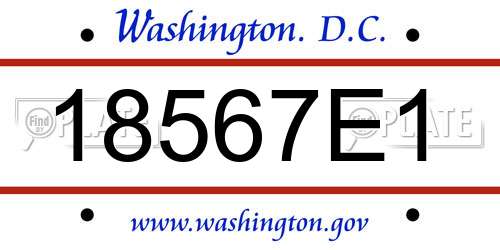 18567E1 District Of Columbia License Plate