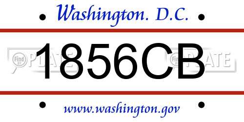 1856CB District Of Columbia License Plate