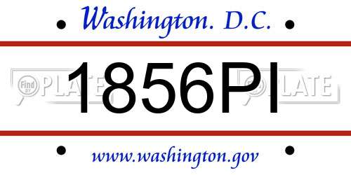 1856PI District Of Columbia License Plate