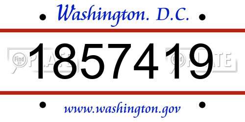 1857419 District Of Columbia License Plate