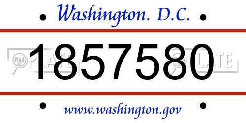 1857580 District Of Columbia License Plate