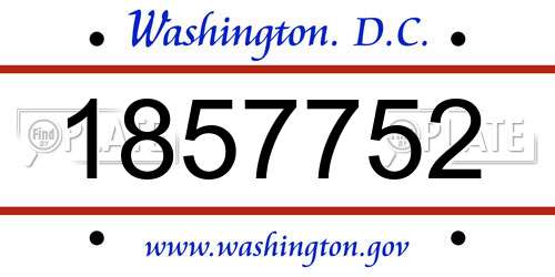 1857752 District Of Columbia License Plate