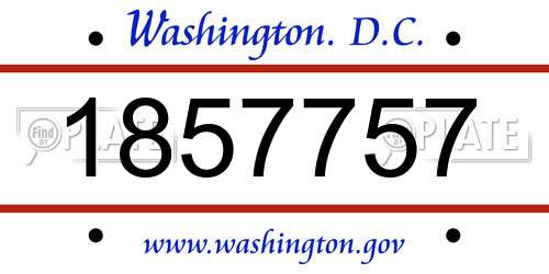 1857757 District Of Columbia License Plate