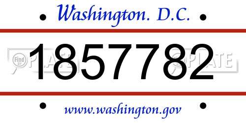 1857782 District Of Columbia License Plate