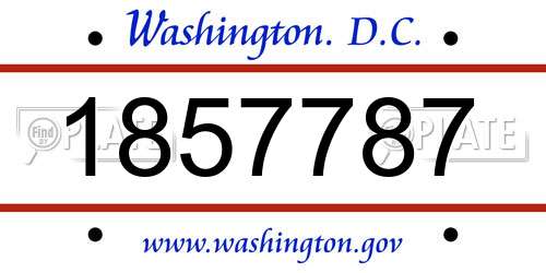 1857787 District Of Columbia License Plate