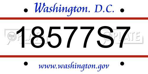 18577S7 District Of Columbia License Plate