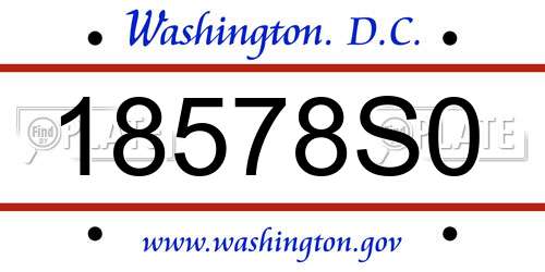 18578S0 District Of Columbia License Plate