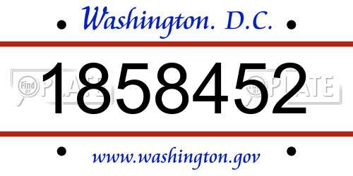 1858452 District Of Columbia License Plate