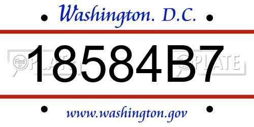 18584B7 District Of Columbia License Plate