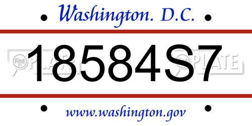 18584S7 District Of Columbia License Plate