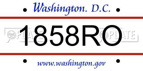1858RO District Of Columbia License Plate