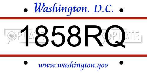 1858RQ District Of Columbia License Plate