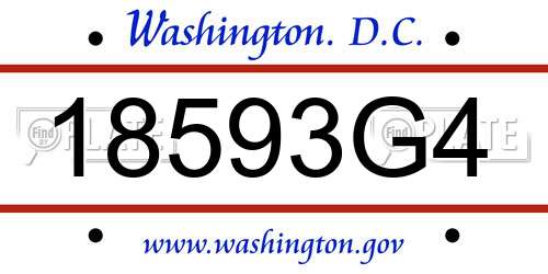 18593G4 District Of Columbia License Plate
