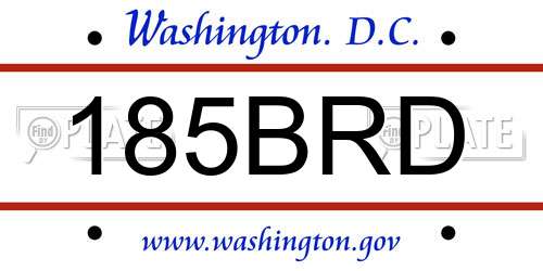 185BRD District Of Columbia License Plate