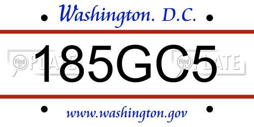 185GC5 District Of Columbia License Plate