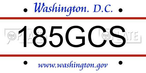 185GCS District Of Columbia License Plate