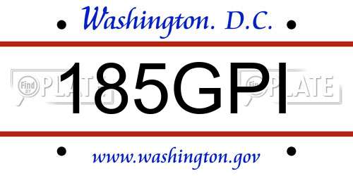 185GPI District Of Columbia License Plate