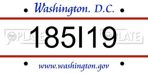 185I19 District Of Columbia License Plate