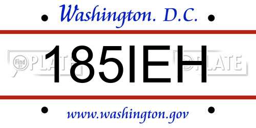 185IEH District Of Columbia License Plate
