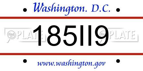 185II9 District Of Columbia License Plate