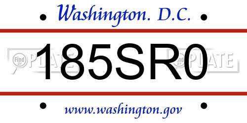 185SR0 District Of Columbia License Plate