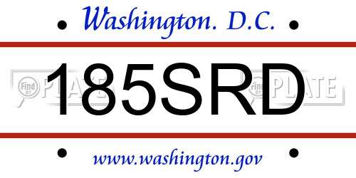185SRD District Of Columbia License Plate