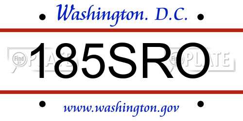 185SRO District Of Columbia License Plate