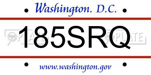 185SRQ District Of Columbia License Plate