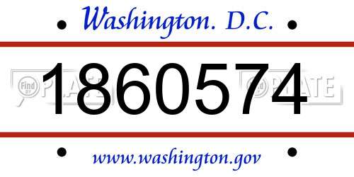 1860574 District Of Columbia License Plate