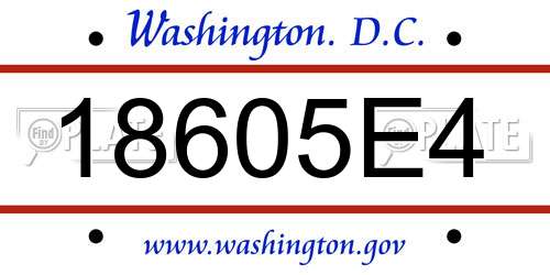 18605E4 District Of Columbia License Plate