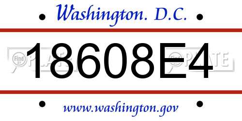 18608E4 District Of Columbia License Plate