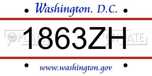 1863ZH District Of Columbia License Plate