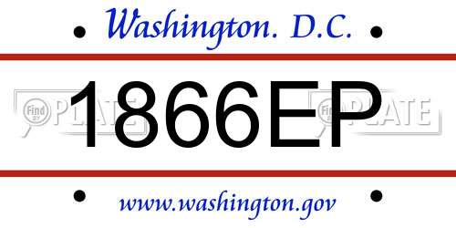 1866EP District Of Columbia License Plate