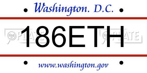 186ETH District Of Columbia License Plate
