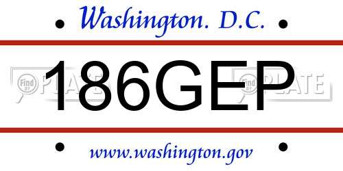 186GEP District Of Columbia License Plate