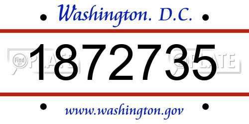 1872735 District Of Columbia License Plate