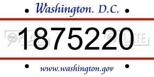 1875220 District Of Columbia License Plate