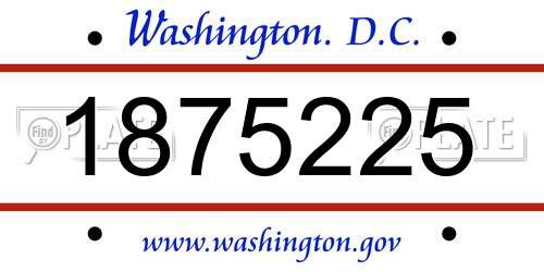 1875225 District Of Columbia License Plate