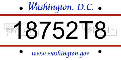 18752T8 District Of Columbia License Plate