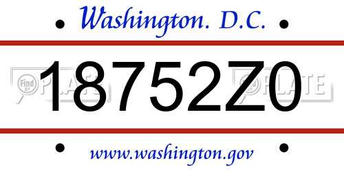 18752Z0 District Of Columbia License Plate