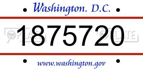 1875720 District Of Columbia License Plate