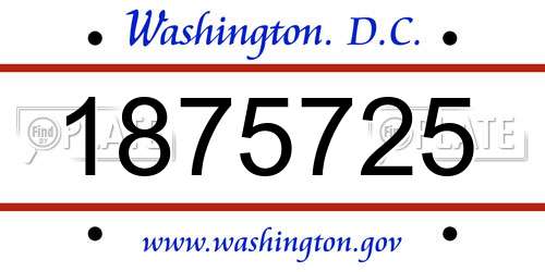 1875725 District Of Columbia License Plate