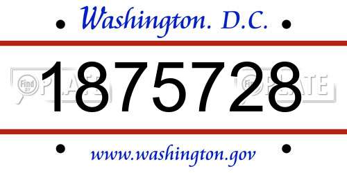 1875728 District Of Columbia License Plate