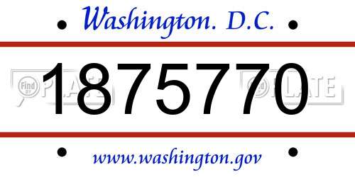 1875770 District Of Columbia License Plate
