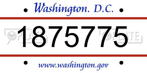 1875775 District Of Columbia License Plate