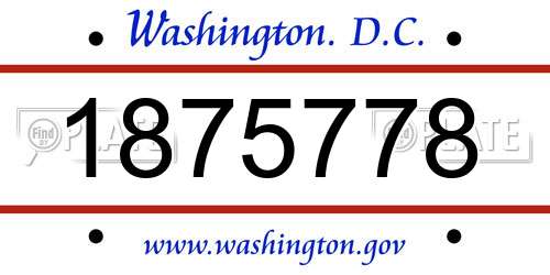 1875778 District Of Columbia License Plate