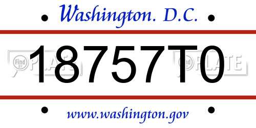 18757T0 District Of Columbia License Plate