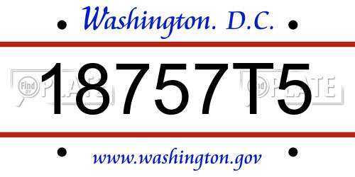 18757T5 District Of Columbia License Plate