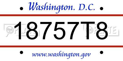 18757T8 District Of Columbia License Plate